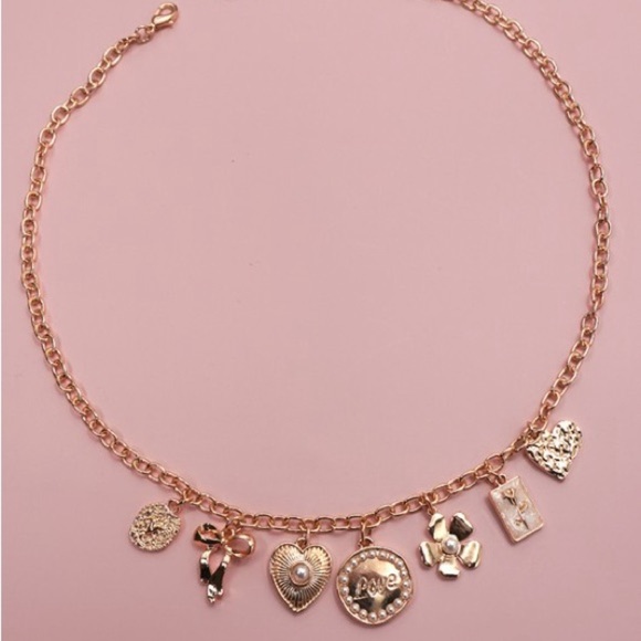 Love Bow Flower Charm Necklace - Picture 2 of 3